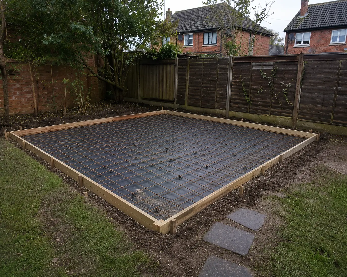 Ground preparation before reinforced concrete base installation