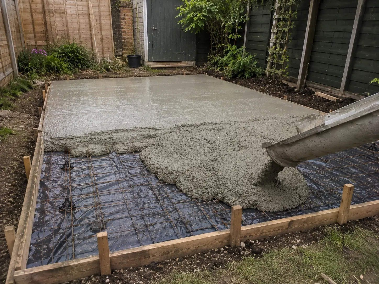 Concrete being poured for a base installation