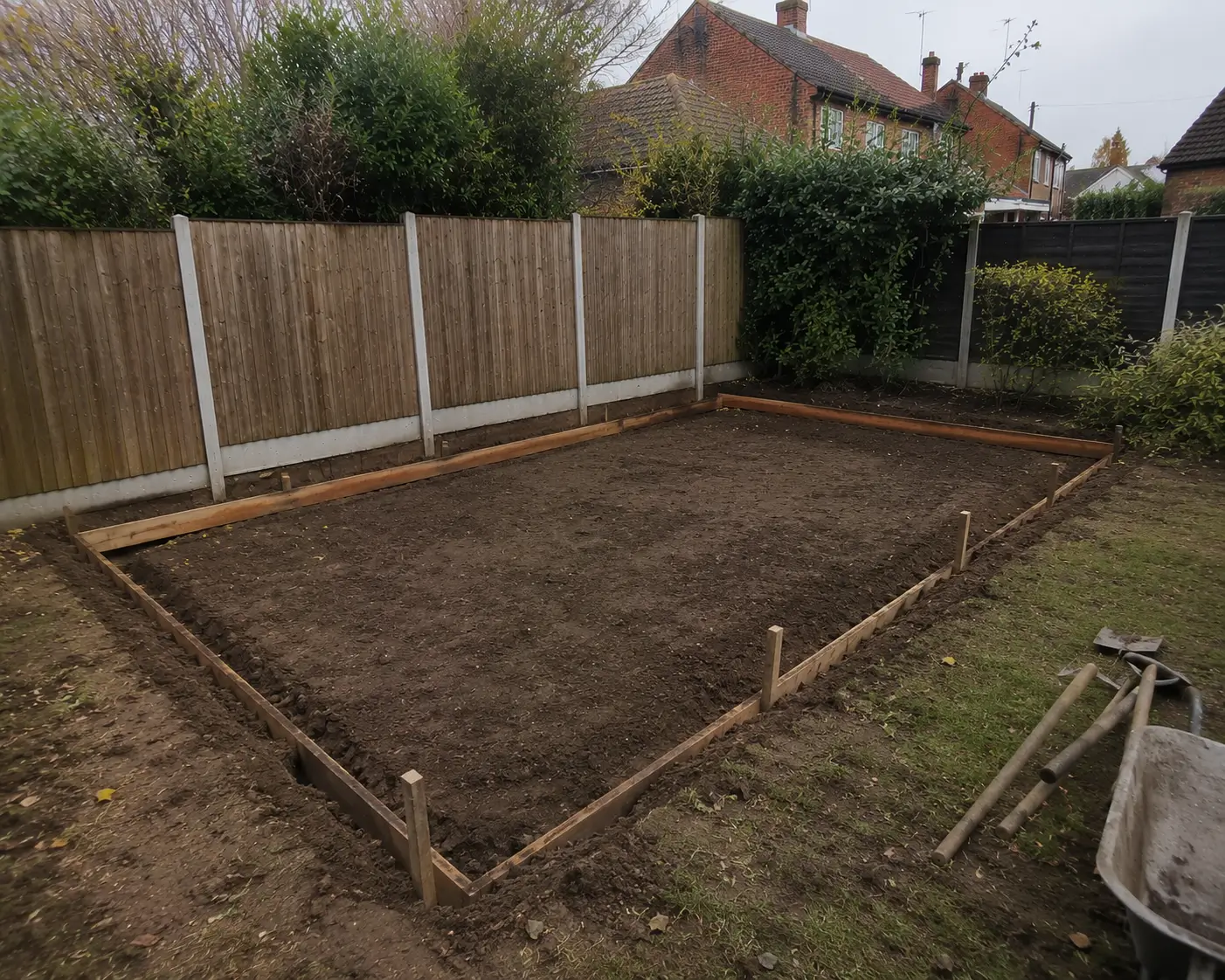 Ground prepared before concrete base installation