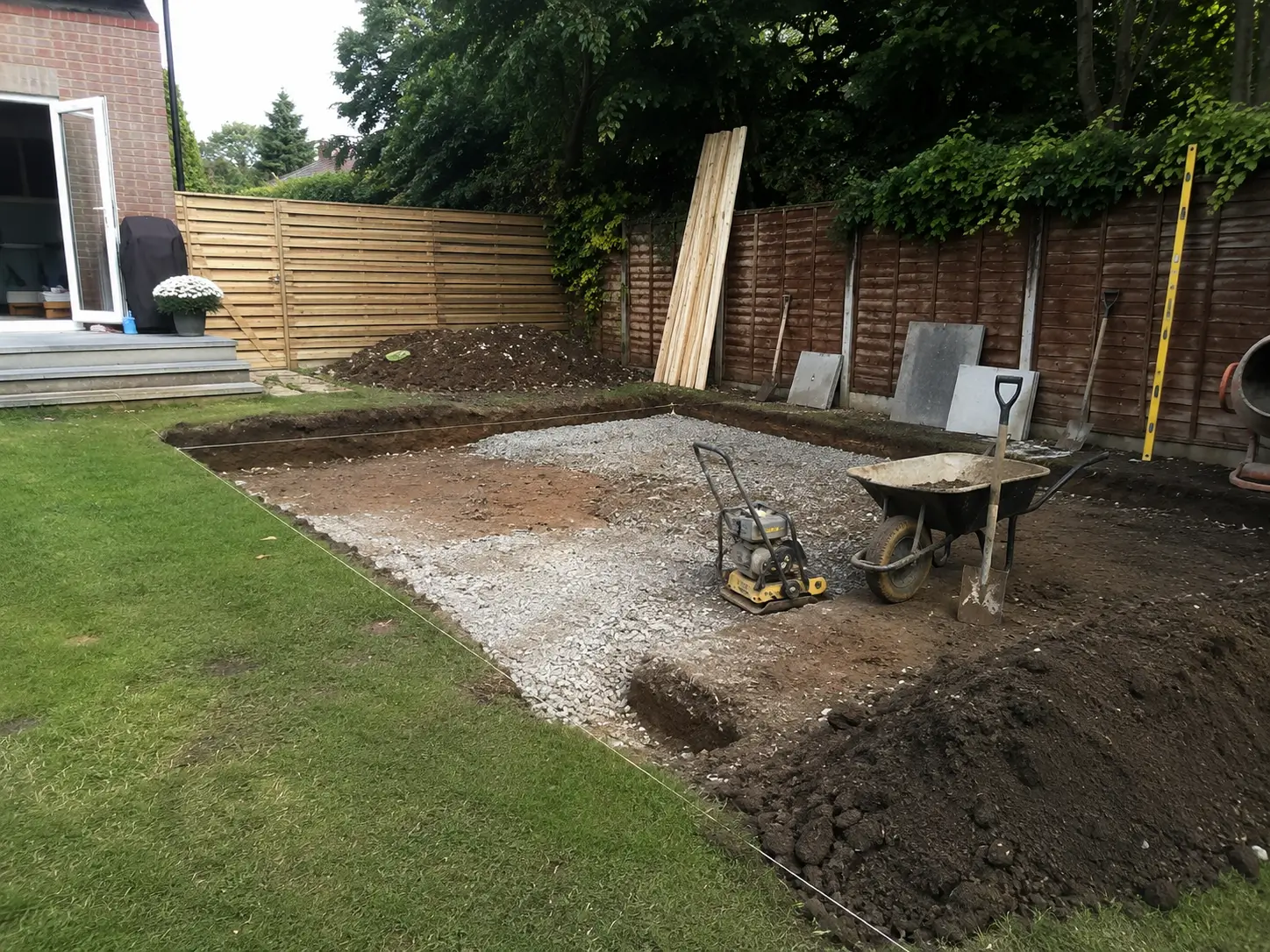 Ground preparation for a concrete base in Newport Pagnell